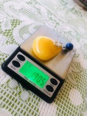 DOĞAL KAYA DAMLA KEHRİBAR LAPİS LAZULİ TAŞLI KOLYE UCU 19,05 Gram - 1