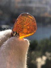 Doğal Kaya Damla Kehribar Kolye Ucu Gümüş Aparatlı 0,85-2 Gram (Model 3) - 3