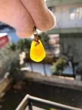 Doğal Kaya Damla Kehribar Kolye Ucu Gümüş Aparatlı 0,5-2 Gram (Model 6) - 2