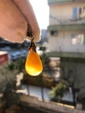 Doğal Kaya Damla Kehribar Kolye Ucu Gümüş Aparatlı 0,5-2 Gram (Model 6) - 3