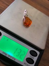 Doğal Kaya Damla Kehribar Kolye Ucu Gümüş Aparatlı 0,85-2 Gram (Model 3) - 7