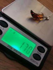 Doğal Kaya Damla Kehribar Silindirik Kolye Ucu Gümüş Aparatlı 1-2 Gram (Model 4) - 5