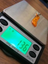 Doğal Kaya Damla Kehribar Silindirik Kolye Ucu Gümüş Aparatlı 1-2 Gram (Model 4) - 8