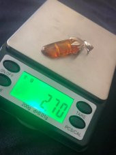 Doğal Kaya Damla Kehribar Kolye Ucu Gümüş Aparatlı 2,70Gram - 1