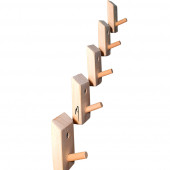 Barış Dizayn Doğal ahşap Tekli askılık çok amaçlı dolap duvar askısı (5li set) - 3