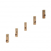 Barış Dizayn Doğal ahşap Tekli mini askılık çok amaçlı dolap duvar askısı (5li set) - 3