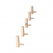 Barış Dizayn Doğal ahşap Tekli mini askılık çok amaçlı dolap duvar askısı (5li set) - 5