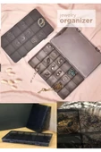 Füme 2 Adet 18 Bölmeli Kolye Yüzük Kapaklı Takı Kutusu Dikiş Kutusu Organizer Düzenleyici Kutu - 3