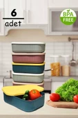 6 Adet 3.2 Lt Storage Mutfak Saklama Kabı Mix - Kapaklı Düzenleyici Kutu Sebze Meyve thumbnail 1