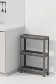 Tekerlekli Dikdörtgen 3 Katlı Raf Ünitesi - Banyo Mutfak Düzenleyici Organizer Raf - Modern Raf Ünit - 5