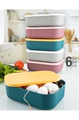 6 Adet 3.2 Lt Storage Mix Mutfak Saklama Kabı - Dolap Içi Erzak Sebze Kapaklı Kutu - 1