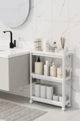 Tekerlekli Dikdörtgen 3 Katlı Raf Ünitesi - Banyo Mutfak Düzenleyici Organizer Raf - Modern Raf Ünit - 2