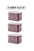 3 Adet Storage 6lt Mürdüm Çok Amaçlı Dolap Içi Düzenleyici Kapaklı Kutu, Dekoratif Kutusu - 2