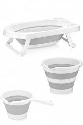 Sepetkitchen Fileli Gri Katlanır Banyo Seti Uf - 1