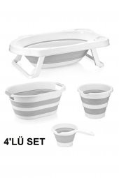 Katlanabilir Banyo Seti Gri 4 lü Set - 3