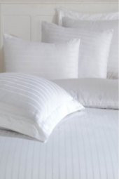 2 Adet Lüks 83 Tel Pamuk Saten Çizgili Otel Yastık Kılıfı - 1