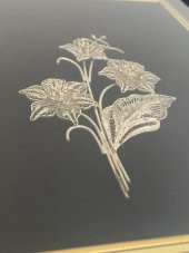 El İşçilikli Telkari Çiçek Tablo 35x27 cm - 3