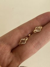 Taş Motifli 8 Ayar Altın Küpe Çifti 2 Gram - 6