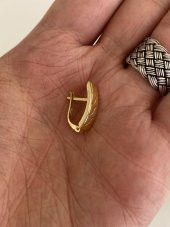 İşlemeli 18 Ayar Altın Küpe (Tek) 0,90 Gram - 4