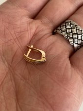 Taş İşlemeli 14 Ayar Altın Küpe (Tek) 0,85 Gram - 4