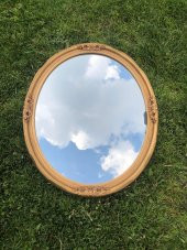 Vintage Oyma Desenli Plastik Çerçeveli Oval Ayna 78,5x63 cm - 2