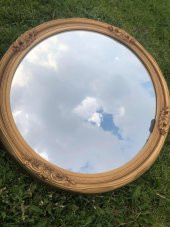 Vintage Oyma Desenli Plastik Çerçeveli Oval Ayna 78,5x63 cm - 3