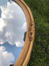 Vintage Oyma Desenli Plastik Çerçeveli Oval Ayna 78,5x63 cm - 4