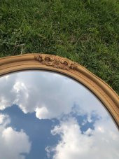 Vintage Oyma Desenli Plastik Çerçeveli Oval Ayna 78,5x63 cm - 6