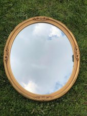 Vintage Oyma Desenli Plastik Çerçeveli Oval Ayna 78,5x63 cm - 8
