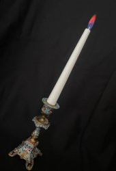 Çift Renkli Alevli Şamdan Mumu 20 cm (Beyaz) - 1
