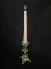 Çift Renkli Alevli Şamdan Mumu 20 cm (Pembe) - 3