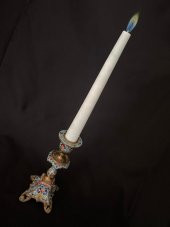 Çift Renkli Alevli Şamdan Mumu 20 cm (Nil Yeşili) - 1