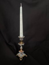 Çift Renkli Alevli Şamdan Mumu 20 cm (Nil Yeşili) - 5