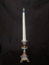 Çift Renkli Alevli Şamdan Mumu 20 cm (Nil Yeşili) - 6