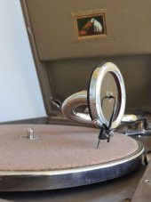 His Master's Voice Antika Çanta Gramofon 074 (Kurma Kolu Eksik) - 3