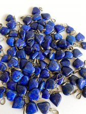 Doğal Lapis Lazuli Taşı Kalp Kolye Ucu 1,3-1,6cm - 5