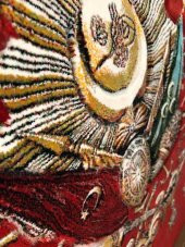 Osmanlı Devlet Arması Halı Kilim Tablo 95x75cm Turkuaz - İran Tebriz Halı Tablo - 7