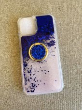 Iphone 12 Mini Pullu Silikon Kılıf Mavi - Yüzüklü Akışkan Pullu Kılıf - 2