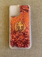 Iphone 12 Mini Pullu Silikon Kılıf Pembe - Yüzüklü Akışkan Pullu Kılıf - 2