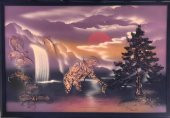 Kabartmalı 3D Tablo 95x65 cm - Şelalede Balık Yakalayan Yaşlı Adam Tablo - 2