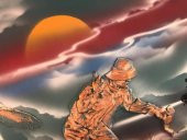 Kabartmalı 3D Tablo 105x55 cm - Şelalede Balık Yakalayan Yaşlı Adam Tablo thumbnail 6