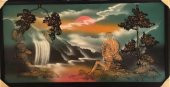 Kabartmalı 3D Tablo 105x55 cm - Şelalede Sevgililer Tablo - 2