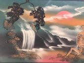 Kabartmalı 3D Tablo 105x55 cm - Şelalede Sevgililer Tablo - 3