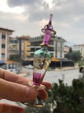 El Yapımı Üfleme Cam Parfüm Şişesi - Osmanlı İşlemeli Esans Şişesi - 3
