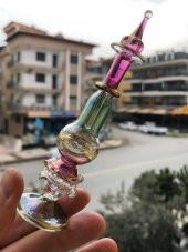 El Yapımı Üfleme Cam Parfüm Şişesi - Osmanlı İşlemeli Esans Şişesi - 5