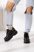 Günlük Kadın Spor Ayakkabı Yüksek Taban 6 Cm Sneaker Siyah - Beyaz - Bej - Rugan - Süet 001 - 4