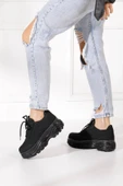 Günlük Kadın Spor Ayakkabı Yüksek Taban 6 Cm Sneaker Siyah - Beyaz - Bej - Rugan - Süet 001 - 11