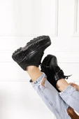 Günlük Kadın Spor Ayakkabı Yüksek Taban 6 Cm Sneaker Siyah - Beyaz - Bej - Rugan - Süet 001 - 10