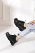 Günlük Kadın Spor Ayakkabı Yüksek Taban 6 Cm Sneaker Siyah - Beyaz - Bej - Rugan - Süet 001 - 9