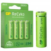 GP RECYKO AA 2600 MAH ŞARJLI 4LÜ PİL GP270AAHCE-2EB4 (GPRHC272E001) - 1